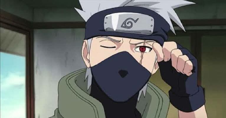 kakashi with sharingan in naruto