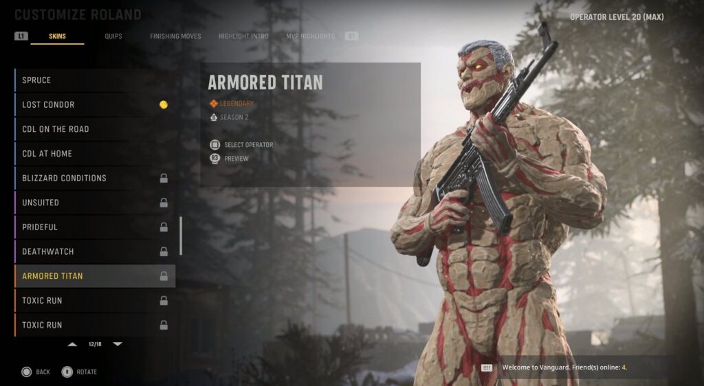 attack on titan armored titan skin call of duty